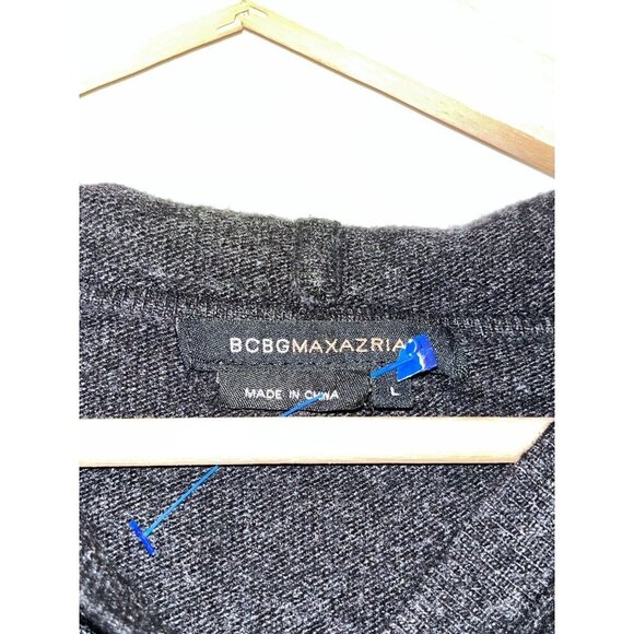 BCBGMaxAzria Gray Cashmere Long Sleeve Button-Front Hoodie Sweater Women's  Larg - Picture 3 of 8